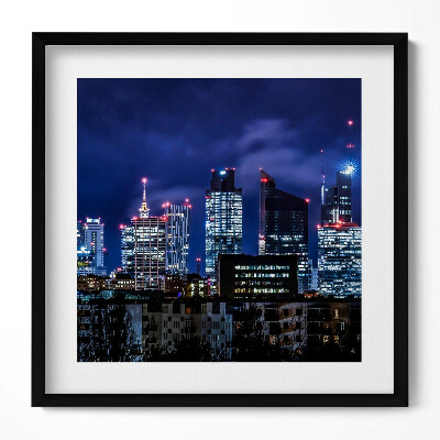 Obraz w drewnianej ramce Budynki miasta nocą