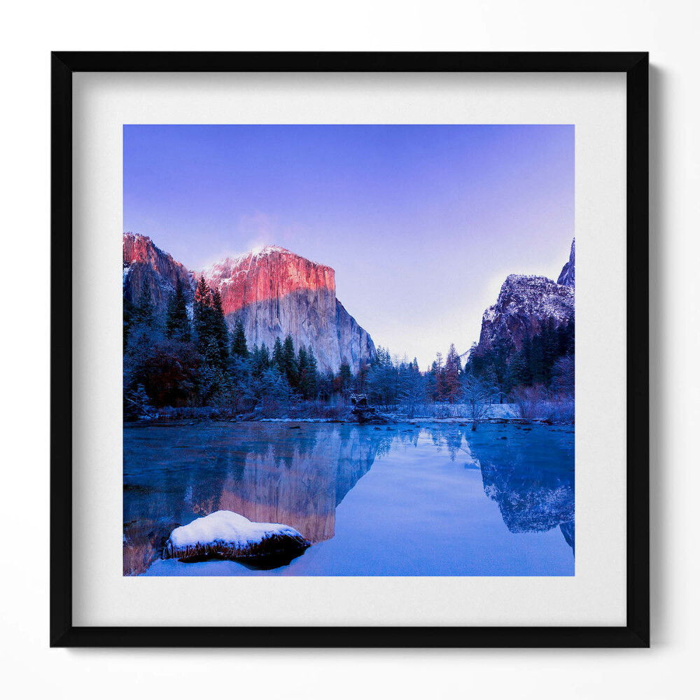 Obraz w drewnianej ramce Zimowy pejzaż jeziora