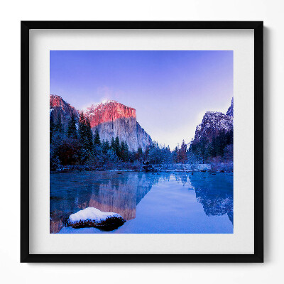 Obraz w drewnianej ramce Zimowy pejzaż jeziora