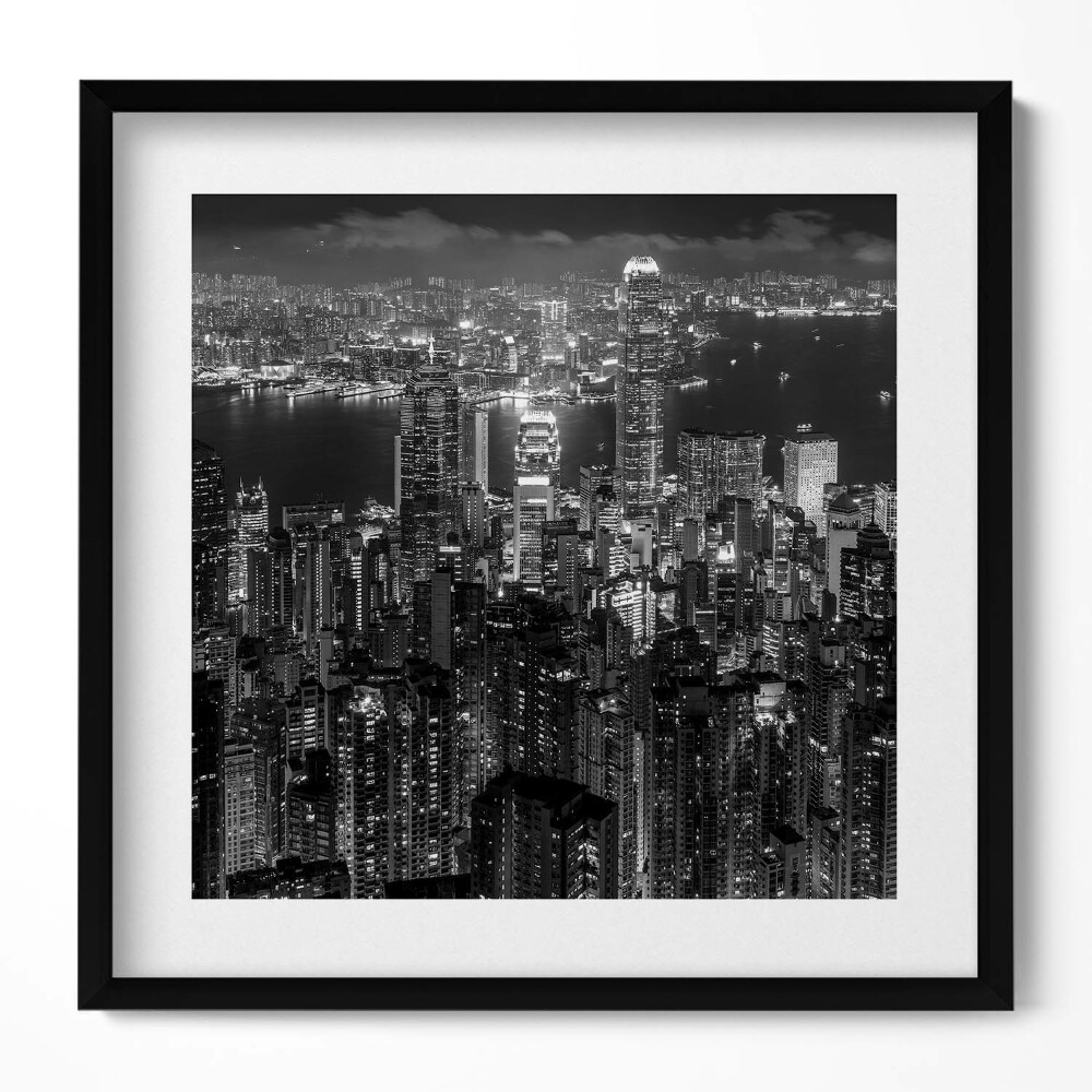 Obraz w drewnianej ramce Widok na miasto nocą