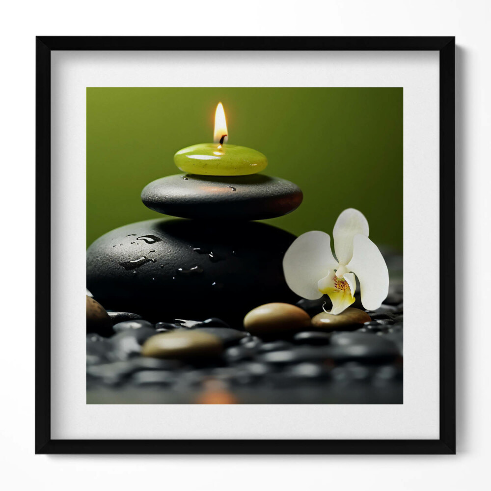Obraz w drewnianej ramce Zen relaks natura i kamienie