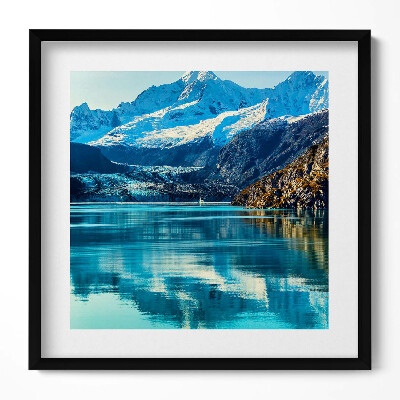 Obraz w drewnianej ramce Piękny pejzaż górskiego jeziora