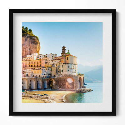 Obraz w drewnianej ramce Nadbrzeże z plażą i morzem Włochy