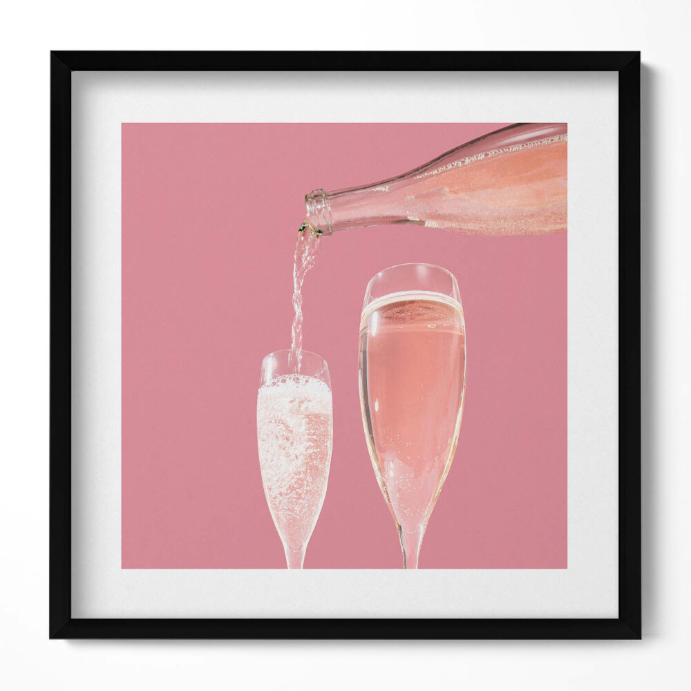 Obraz w drewnianej ramce Różowy szampan w stylu glamour