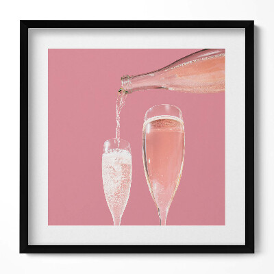 Obraz w drewnianej ramce Różowy szampan w stylu glamour