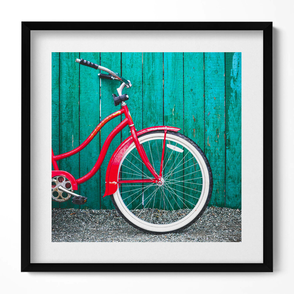 Obraz w drewnianej ramce Czarwony rower
