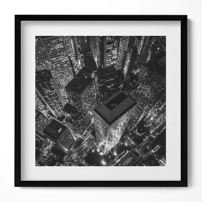Obraz w drewnianej ramce Wielkie miasto nocą z lotu ptaka