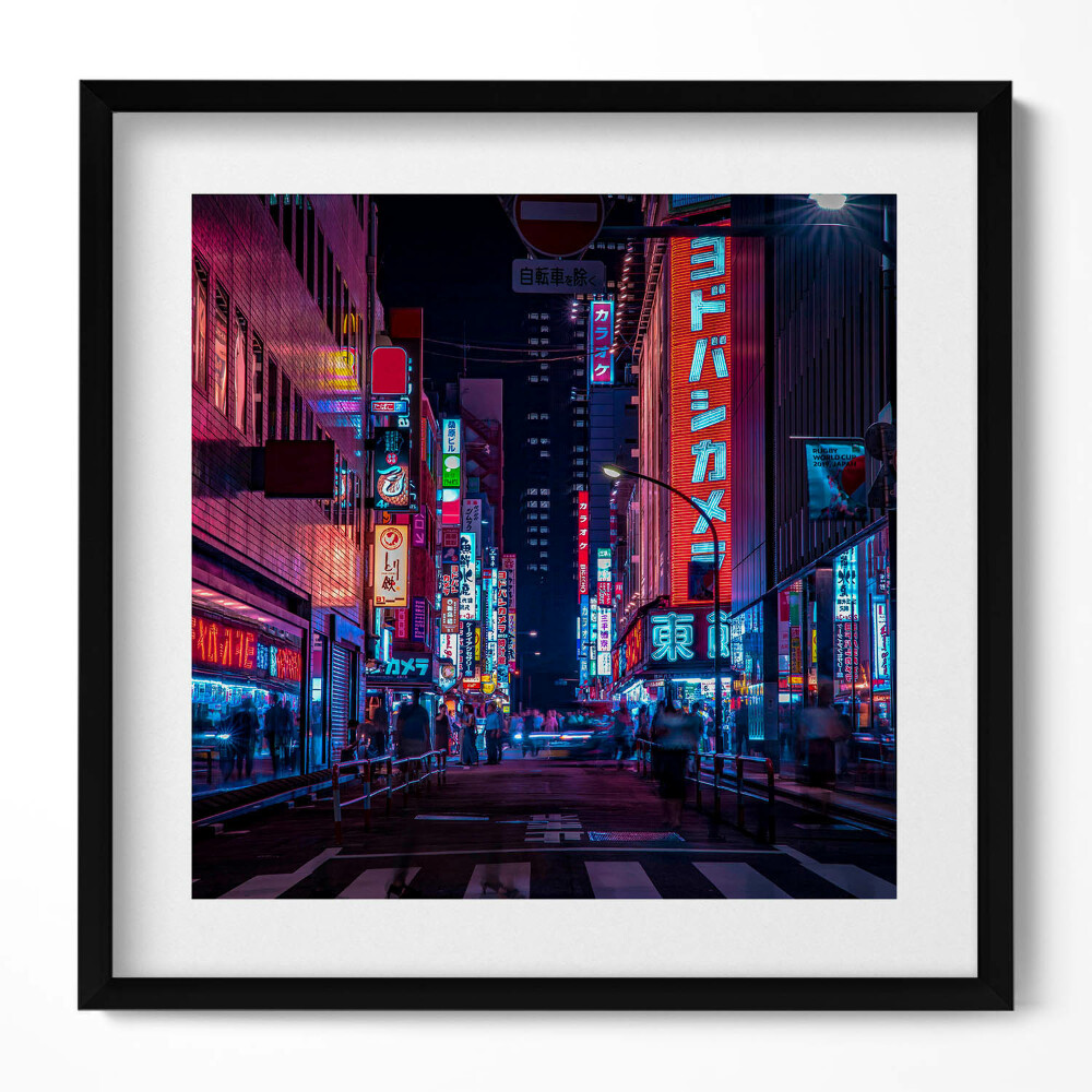 Obraz w drewnianej ramce Azjatyckie miasto nocą