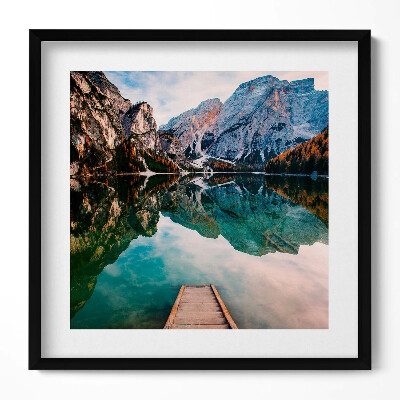 Obraz w drewnianej ramce Widok na góry jezioro i lasy