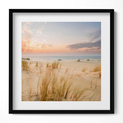 Obraz w drewnianej ramce Boho pejzaż delikatnych traw morza i nieba