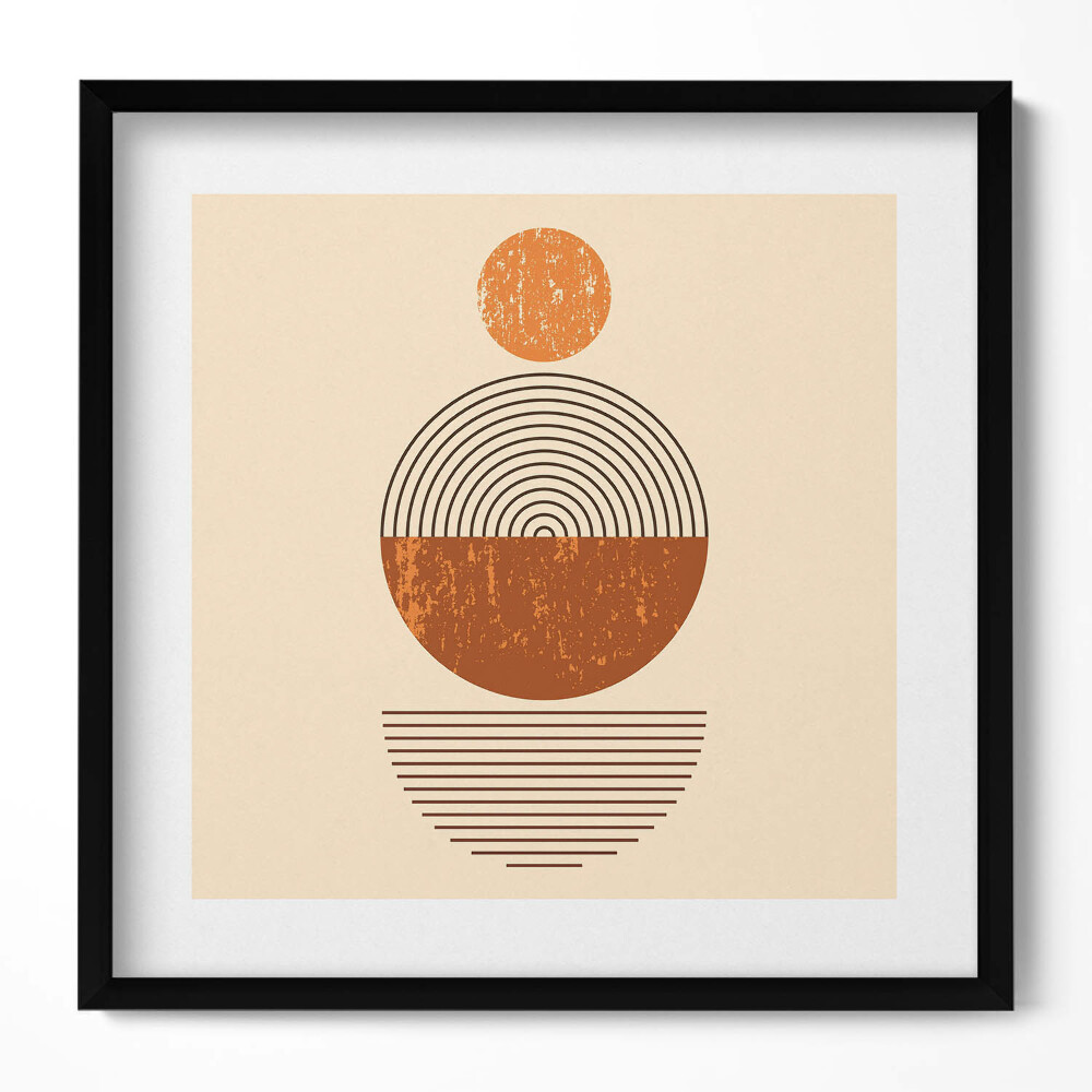 Obraz w drewnianej ramce Geometryczna sztuka w stylu boho