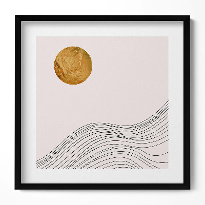 Obraz w drewnianej ramce Boho abstrakcyjne minimalistyczne kształty ze złotem