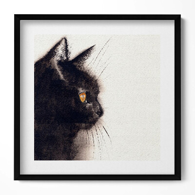 Obraz w drewnianej ramce Portret czarnego kota