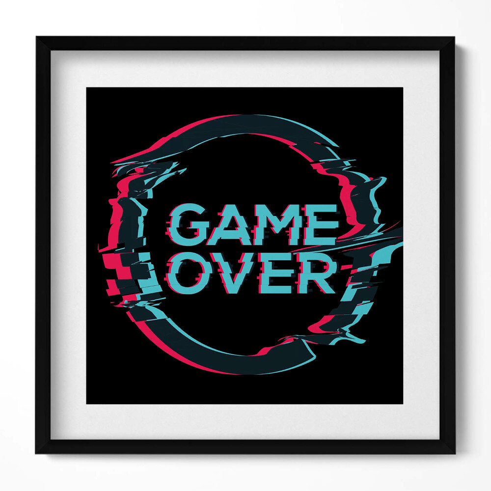 Obraz w drewnianej ramce Napis "Game over" dla gracza