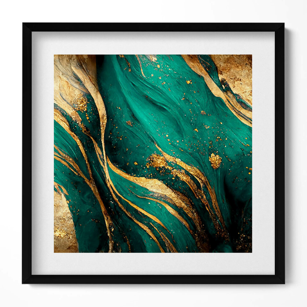 Obraz w drewnianej ramce Abstrakcja ze złotem