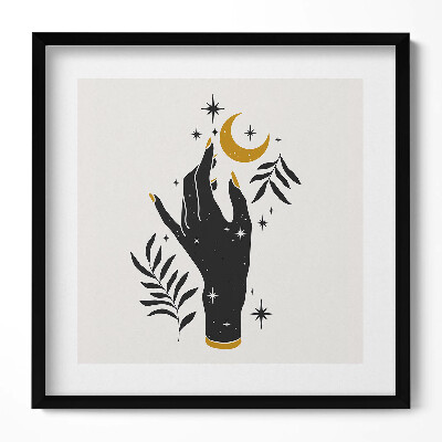 Obraz w drewnianej ramce Ilustracja kobiecej ręki i gwiazd