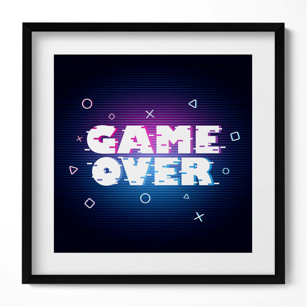Obraz w drewnianej ramce Stylizowany napis dla gracza "Game over"
