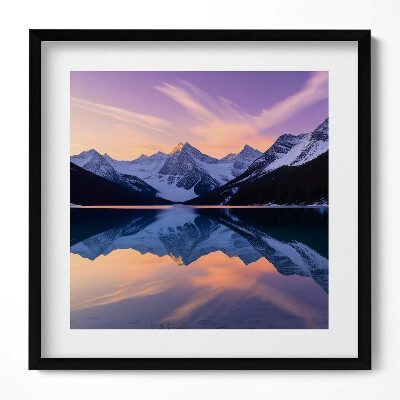 Obraz w drewnianej ramce Pejzaż gór i jeziora wieczorem