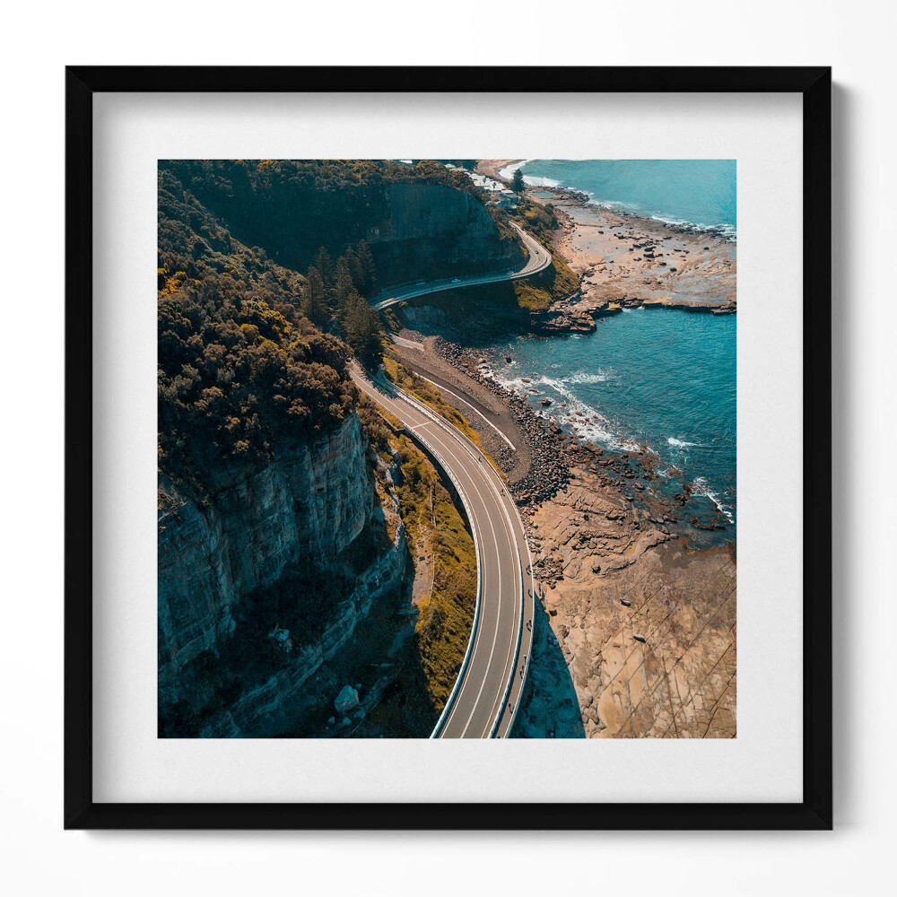 Obraz w drewnianej ramce Nadmorska droga z lotu ptaka