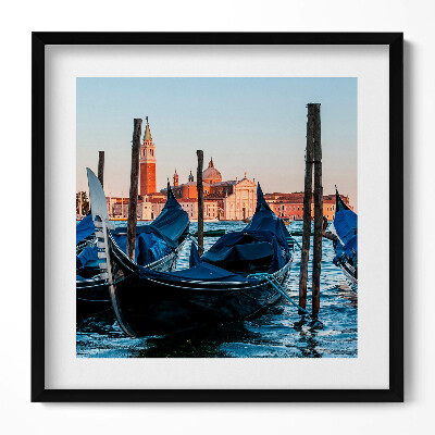 Obraz w drewnianej ramce Weneckie gondole na wodzie Włochy