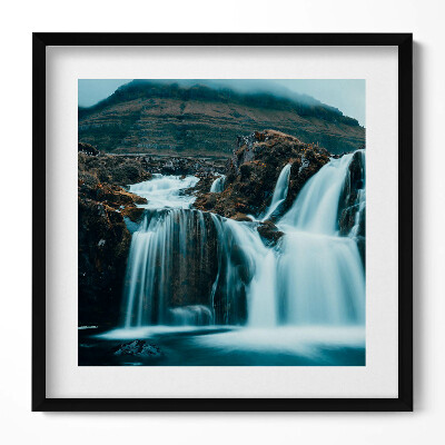 Obraz w drewnianej ramce Zdjęcie górskiego wodospadu