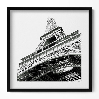 Obraz w drewnianej ramce Czarno-biała Wieża Eiffle w Paryżu