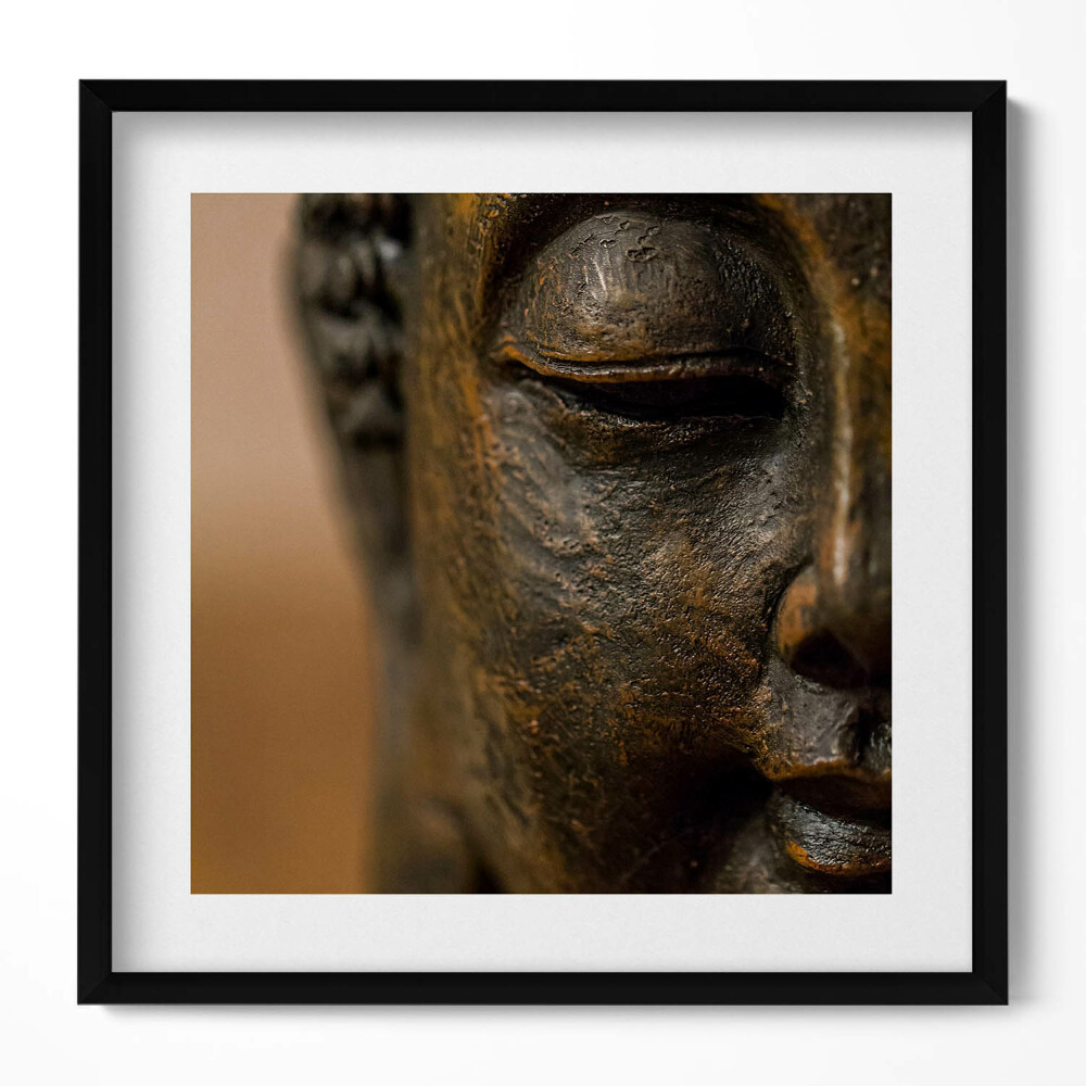 Obraz w drewnianej ramce Twarz posążka Buddy Zen