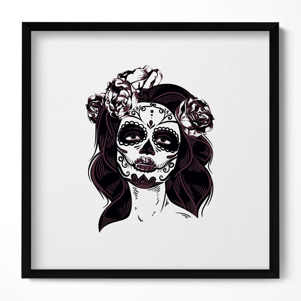 Obraz w drewnianej ramce Ilustracja dziewczyny w stylu meksykańskim