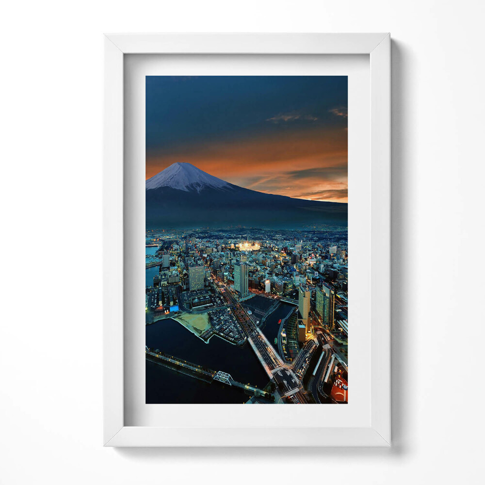Obraz w ramie Widok na Tokyo i górę Fuji