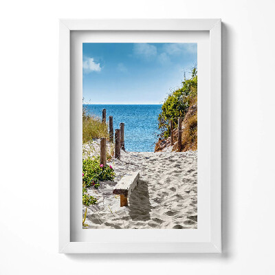 Obraz w ramie Piaszczysta droga na plaże i morze