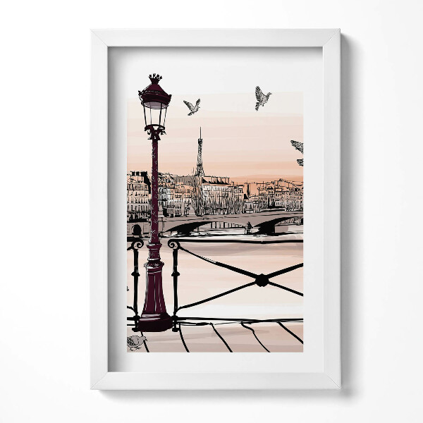 Obraz w ramie Zachód słońca nad Sekwaną