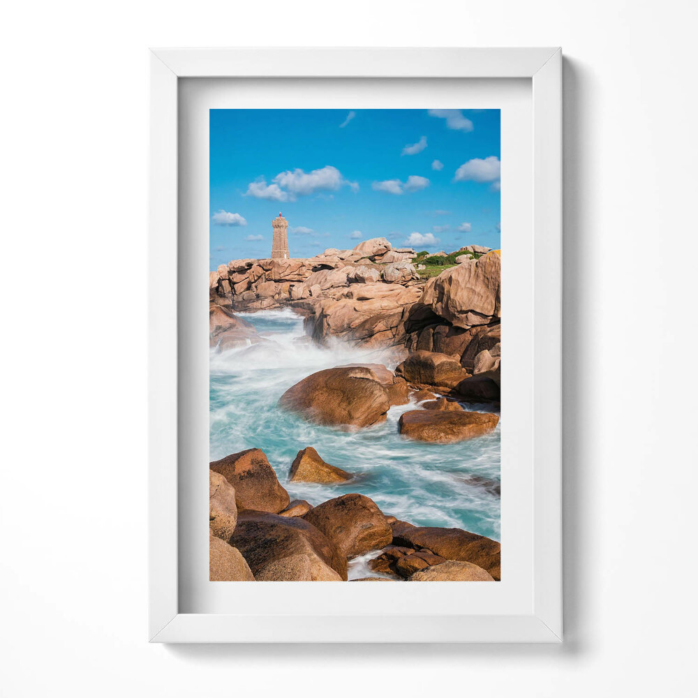 Obraz w ramie Woda, skały i latarnia morska