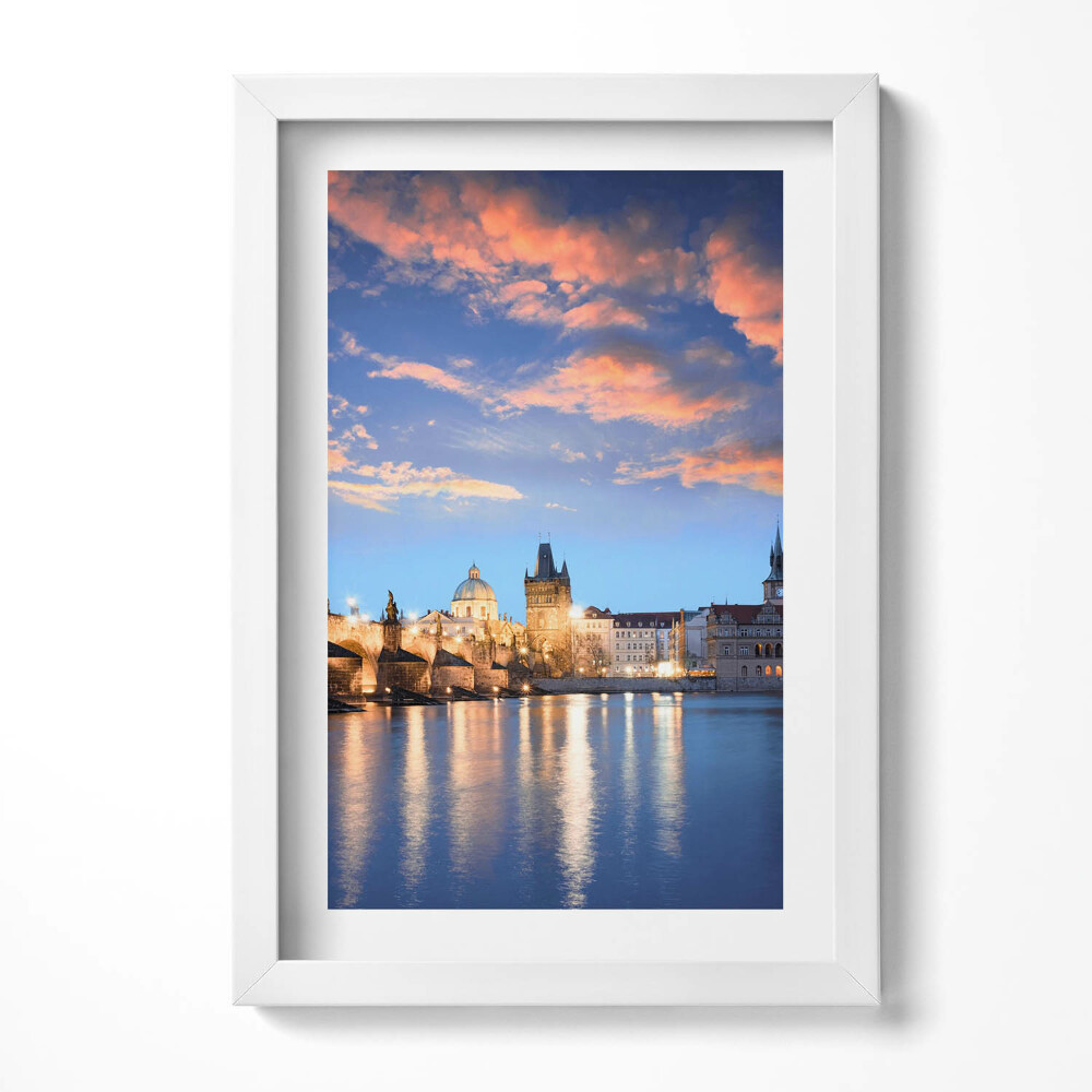 Obraz w ramie Miejski krajobraz wieczorem