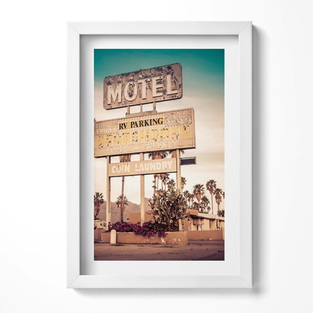 Obraz w ramie Przydrożny znak motelu USA