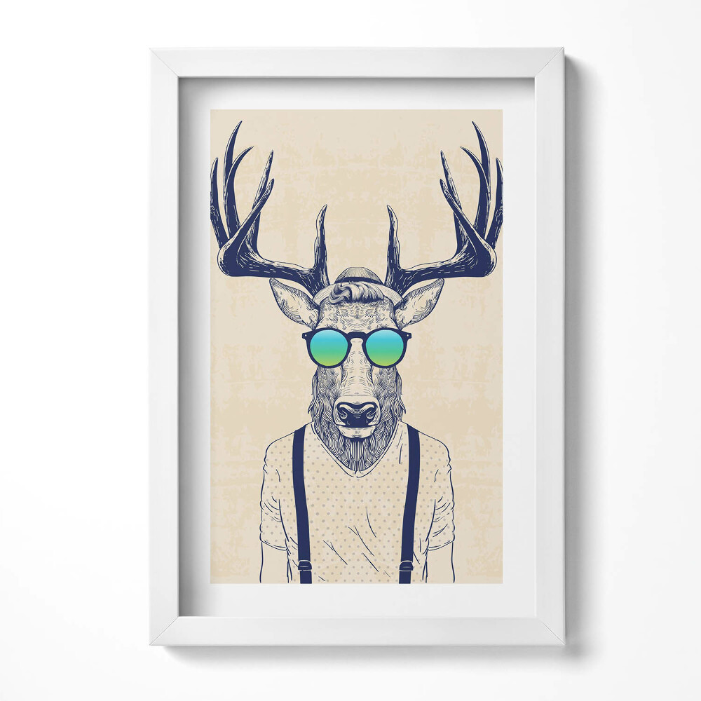 Obraz w ramie Abstrakcja jeleń z cechami ludzkimi