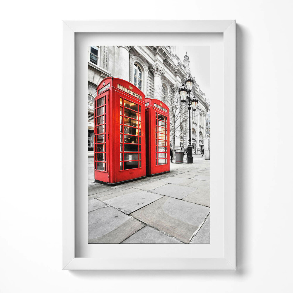 Obraz w ramie Czerwone budki telefoniczne Londyn