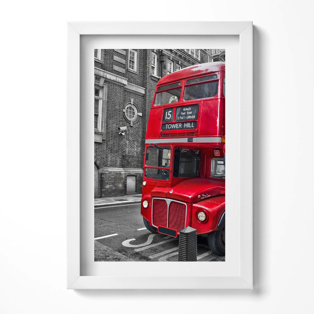 Obraz w ramie Czerwony piętrowy autobus