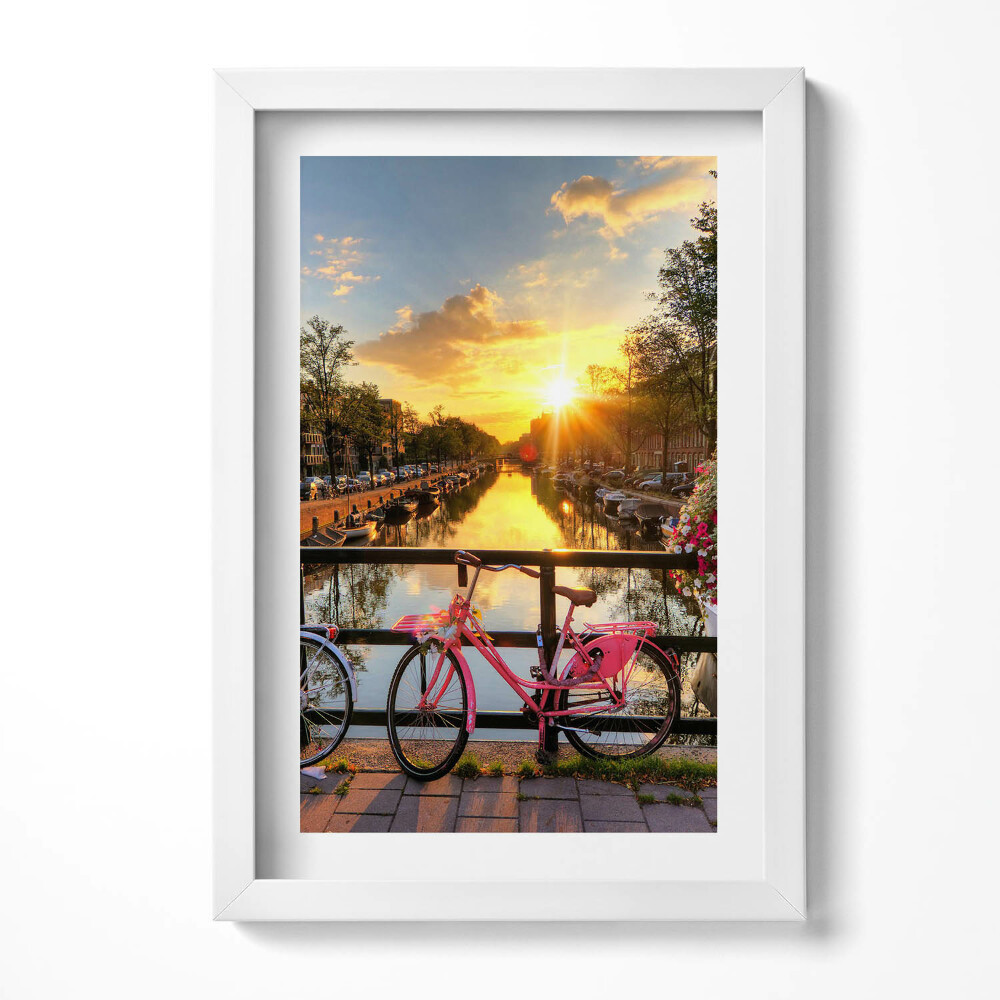 Obraz w ramie Wschód słońca nad Amsterdamem