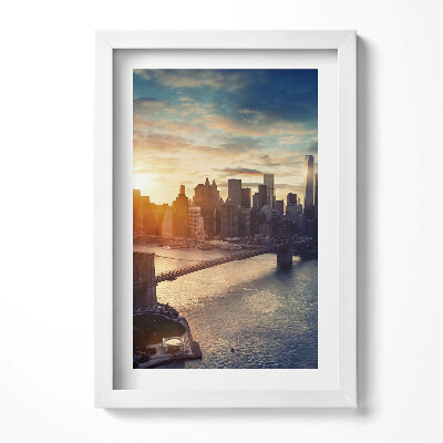 Obraz w ramie Nowy Jork Manhattan i zachód słońca