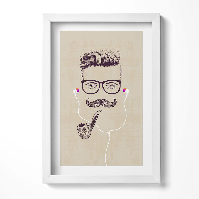 Obraz w ramie Mężczyzna z fajką i słuchawkami