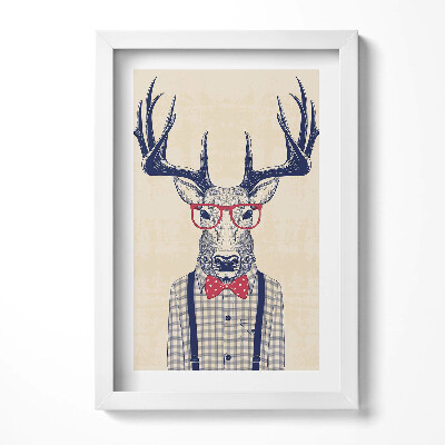 Obraz w ramie Jeleń w koszuli i jazzowej kokardce