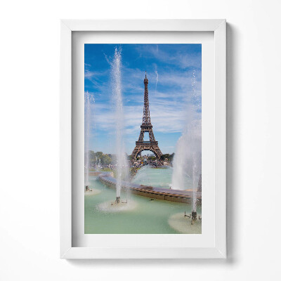 Obraz w ramie Fontanna Wieża Eiffla Paryż