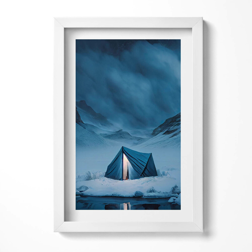 Obraz w ramie Namiot w górach Islandii