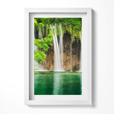 Obraz w ramie Natura - wodospad jezioro i roślinność