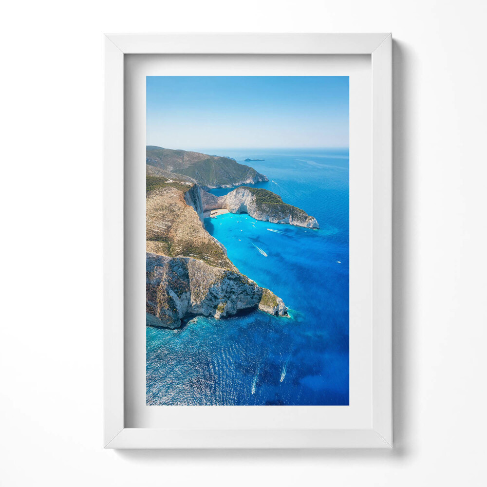 Obraz w ramie Letni pejzaż klifu i wybrzeża