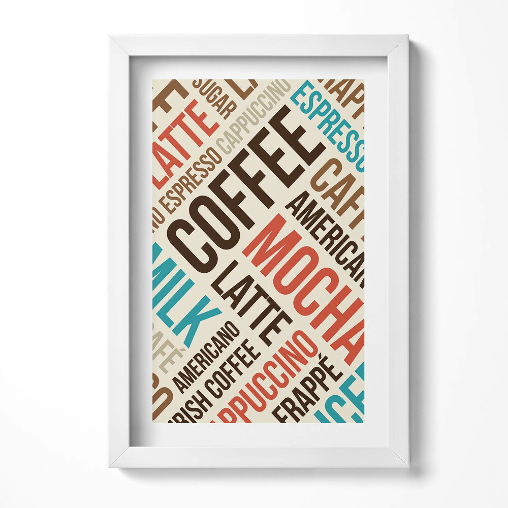 Obraz w ramie Napisy do kuchni - nazwy kawy