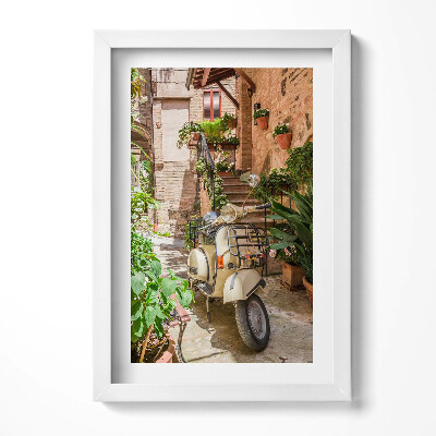Obraz w ramie Motocykl we włosiej uliczce