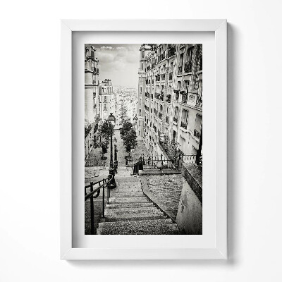 Obraz w ramie Czarno-biały widok na miejską uliczkę