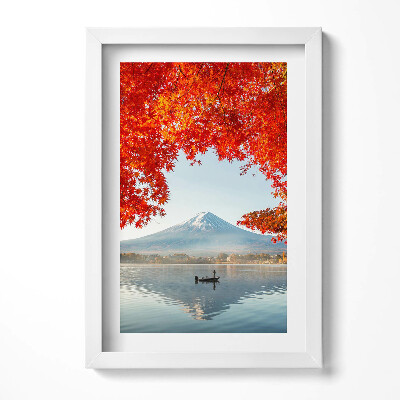 Obraz w ramie Pejzaż góry Fuji pod czerwonym drzewem