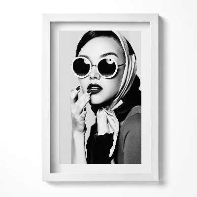 Obraz w ramie Czarno-biały portret kobiety w stylu glamour